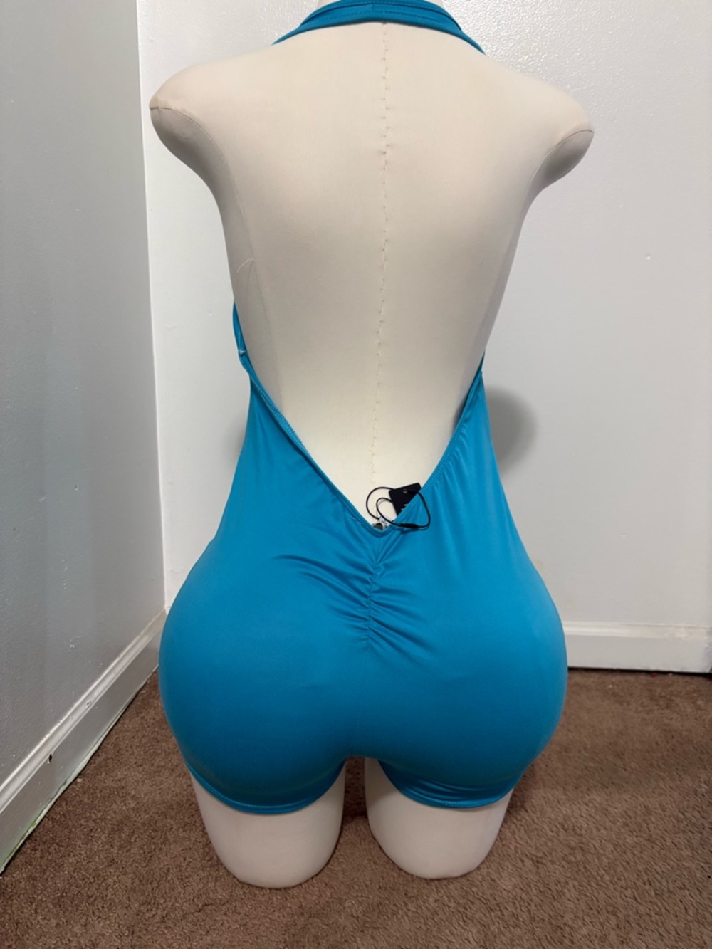 Fashion Nova Teal Plunge Scoop Waist Romper NWT - Picture 2 of 2